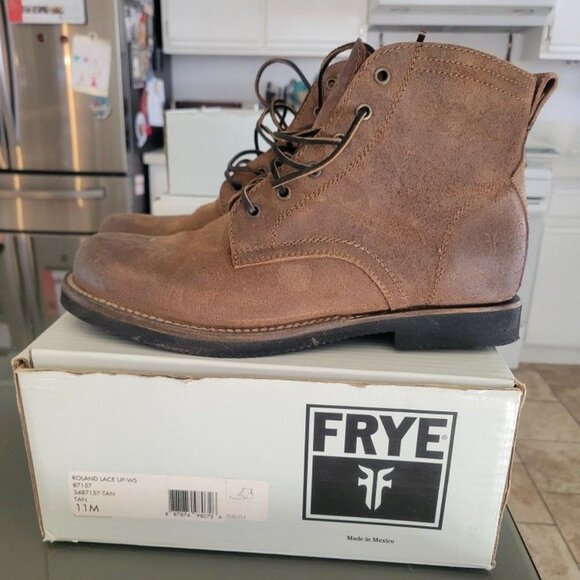 Frye Roland Lace Up Premium Leather Suede Boots Mens Size 11 New, worn around th - Picture 1 of 3